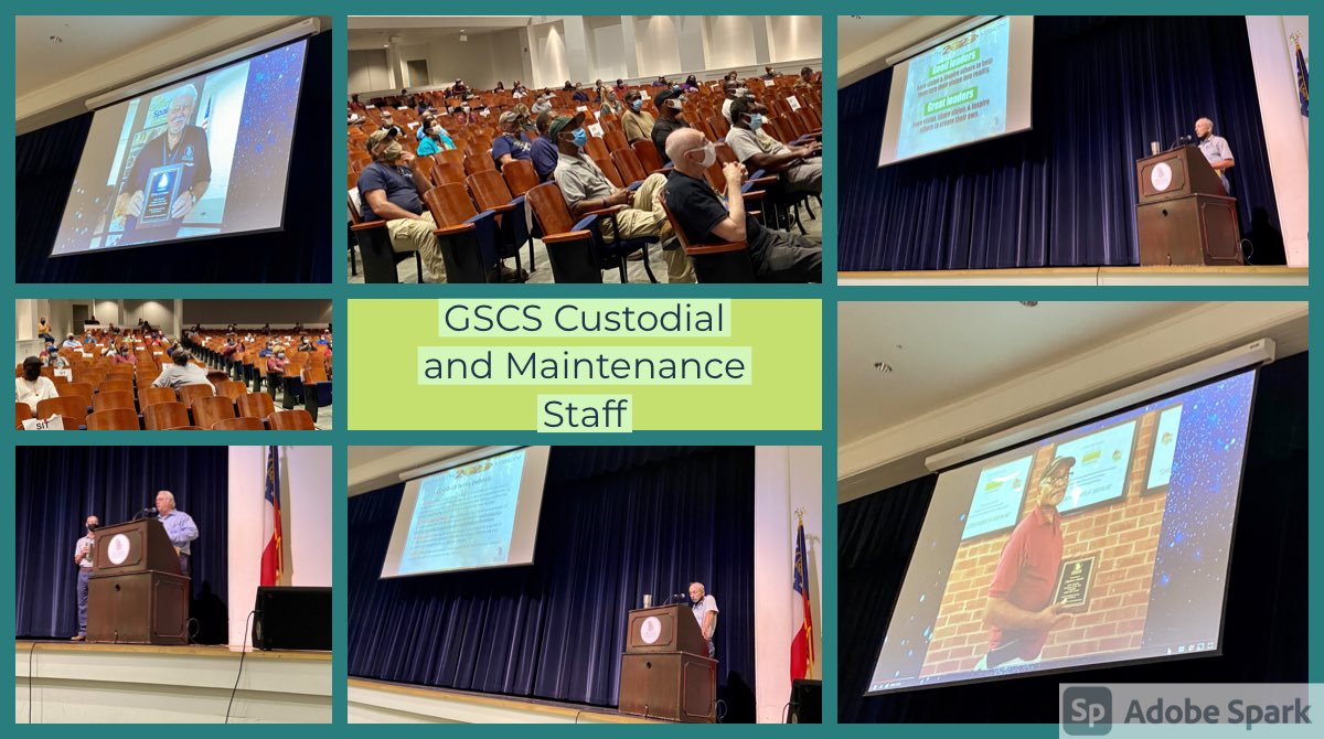 Kennedy7K's tweet photo. GSCS Custodians and Maintenance Staff members engaged in meeting to prepare for the start of the 2020-2021 School Year @GriffinSpalding . Outstanding topics were included such as Being Visionary Leaders & COVID 19 Cleaning and Sanitizing Expectations. #RunWith2020Vision https://t.co/wDXX1A2M4v