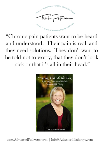 “Chronic pain patients want to be heard and understood.  Their pain is real, and they need solutions." 
#Advocacy is key to raising awareness about #CRPS &amp; #ChronicPain.

#Quote #CRPSBook #AdvancedPathways #CRPSsurvivor #CRPSremission #Spoonies #CRPSexpert #Hope #Help