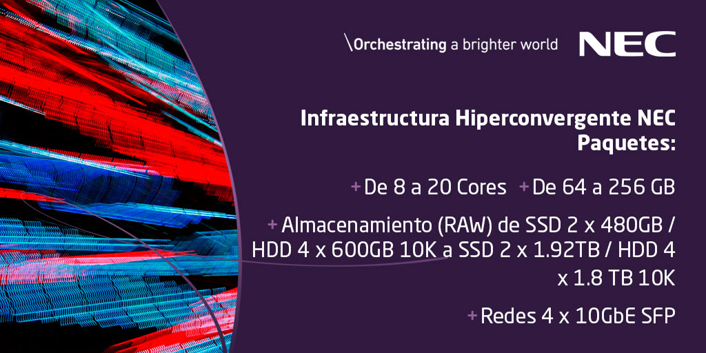 NEC_LASC's tweet photo. La infraestructura hiperconvergente de #NEC es una solución sencilla que combina #servidores, almacenamiento, redes y tecnología de virtualización en un paquete fácil de manejar. Sé un #SmartPartnerNEC; ofrece este producto 👉 https://t.co/tOqVWPWpQT
#Servidores #Tecnología https://t.co/mL1J7gtLOE