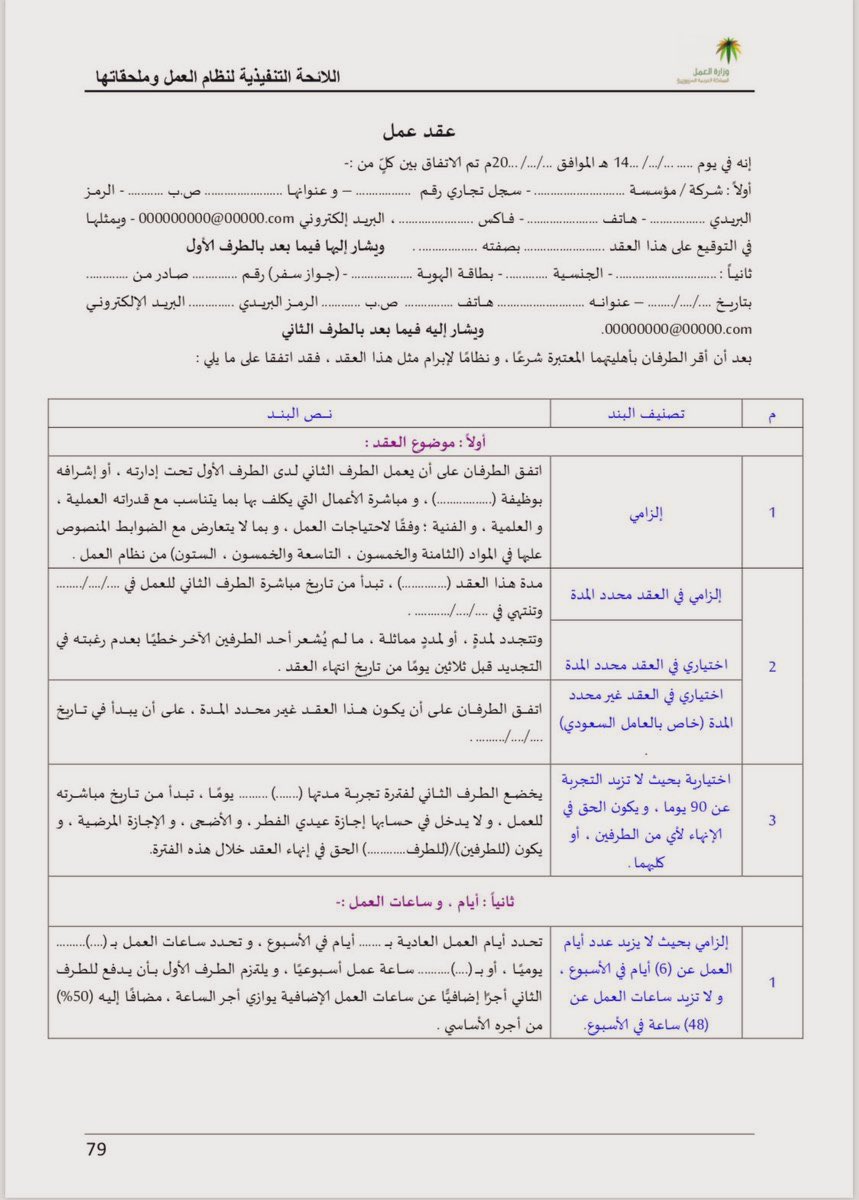 التنفيذية لنظام العمل اللائحة اللائحة التنفيذية