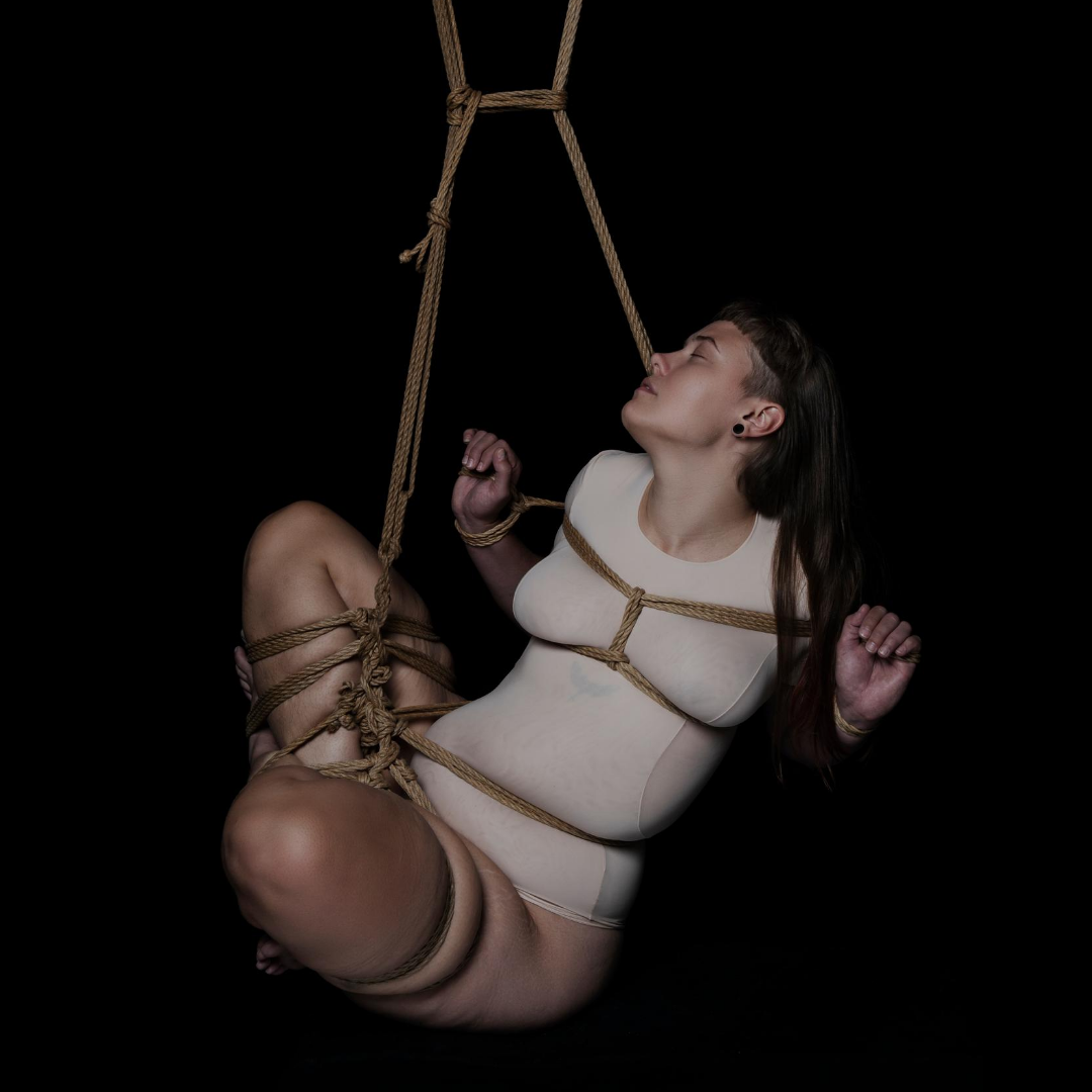 shibari_study's tweet photo. From simple to suspendable, today’s star tie is the Agura (crossed-legs) tie! Our #creativeties combo pairs it with the Tengu harness to offset the compaction of the model’s lower body with a vulnerable and exposing effect in the upper body, because balance is important, right? https://t.co/m9a4G08EHg
