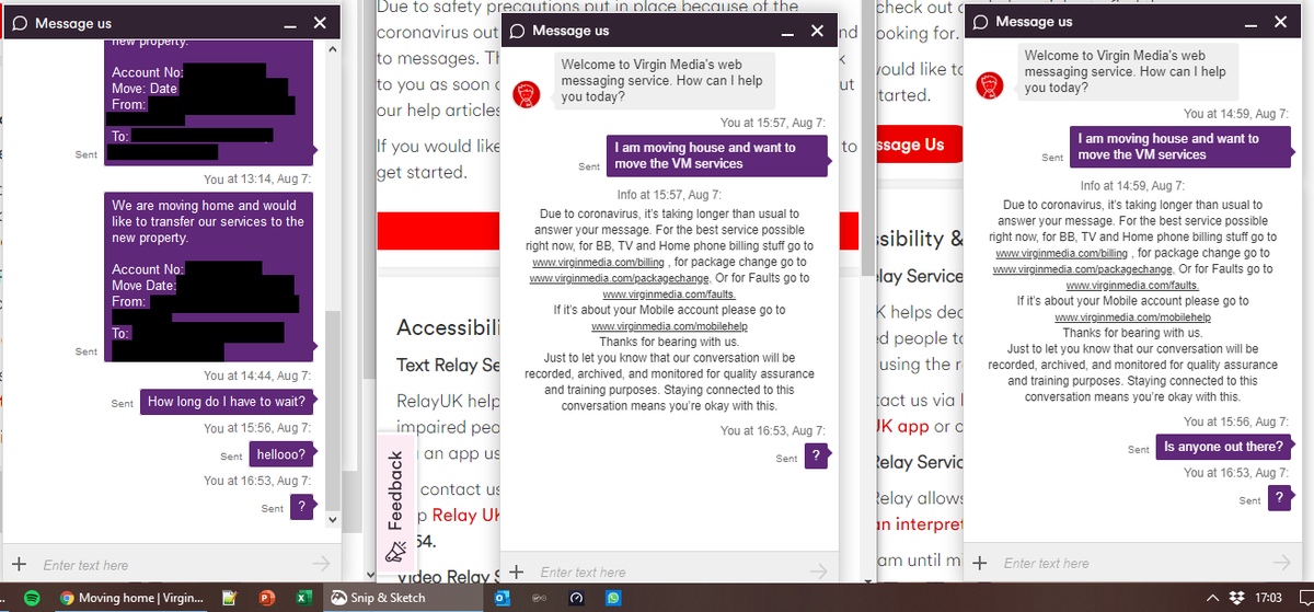 EnigmaFitz's tweet photo. Tried 3 different browsers @virginmedia ....

5 Hours on the longest browser. How do I request a house move? https://t.co/ujxR2eea4E