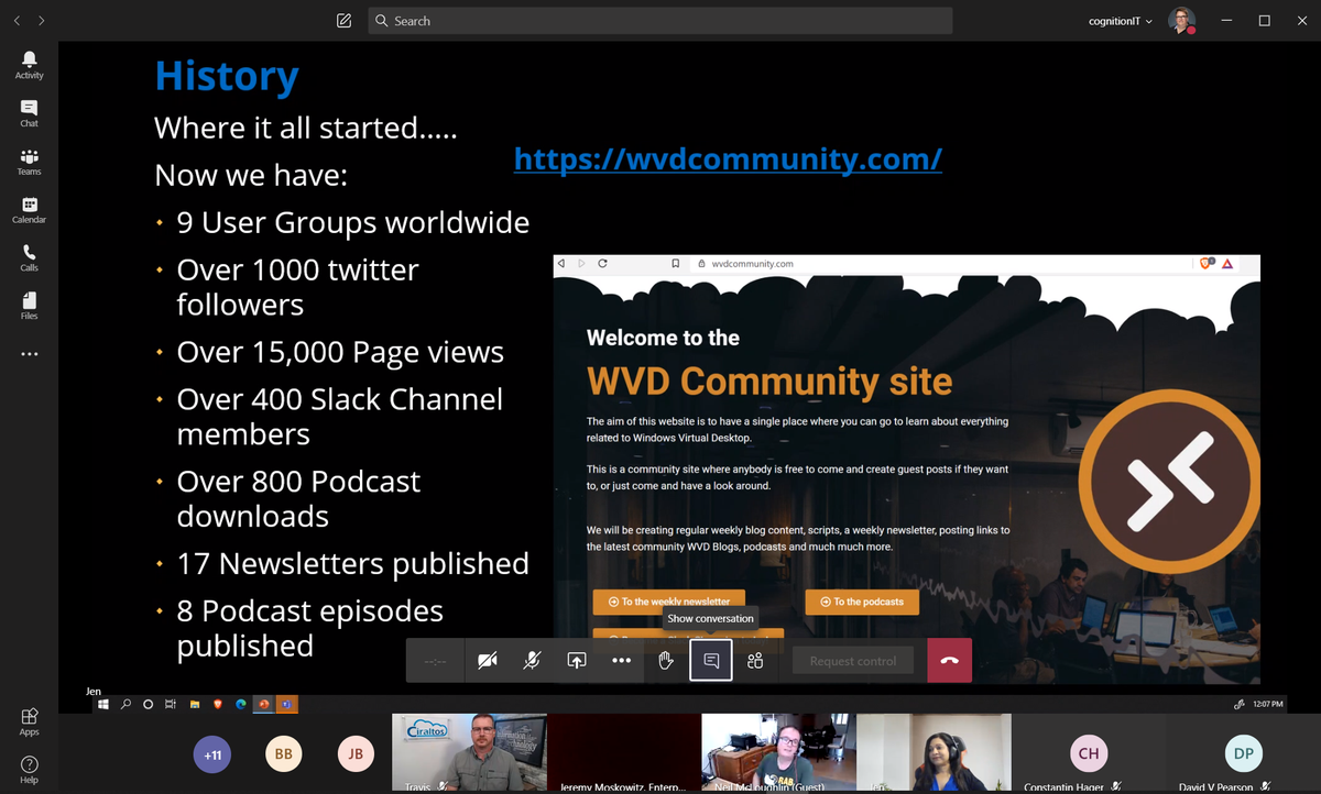virtuEs_IT's tweet photo. Awesome to see the @wvdcommunity User Groups kicking off their meetings this week. Last Wednesday #UKWVDUG kicked off this awesome new trend and I joined in on the @uswvdug meeting happening right now! https://t.co/dB1GJAZGqj