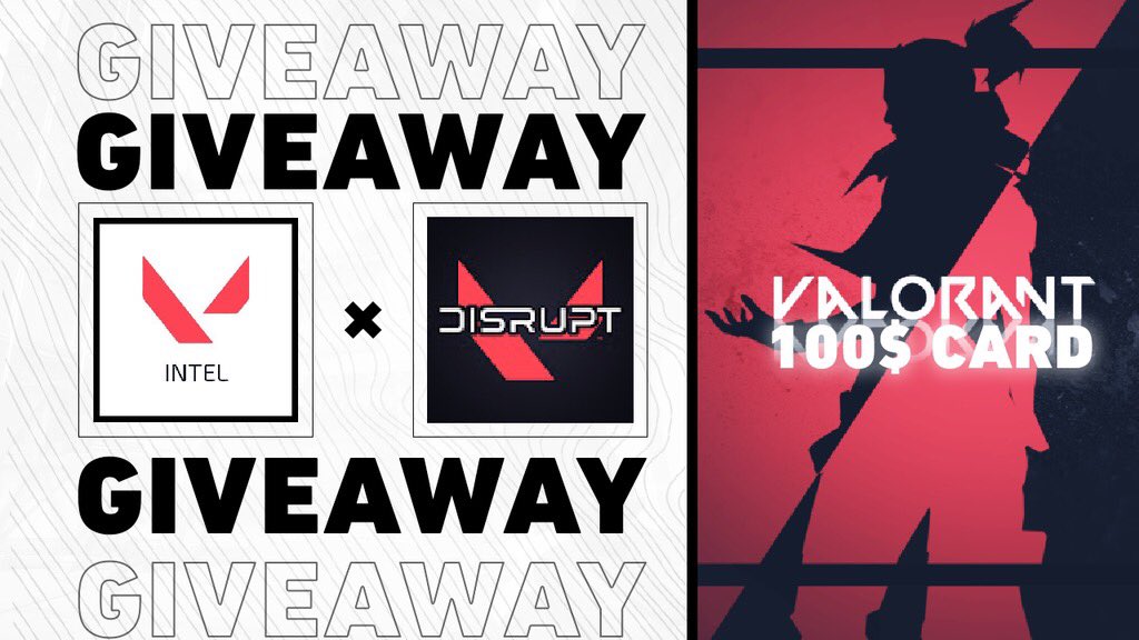 GamingStuffTV's tweet image. VALORANT intel x Disrupt Gaming $100 #VALORANT points giveaway 🚨

Complete the following to enter:
• Follow @ProjectVALORANT &amp;amp; @DisruptGaming 
• RT &amp;amp; Like This Tweet
• Reply and tag 2 people

Complete all entries here → playr.gg/giveaway/kgwU6…