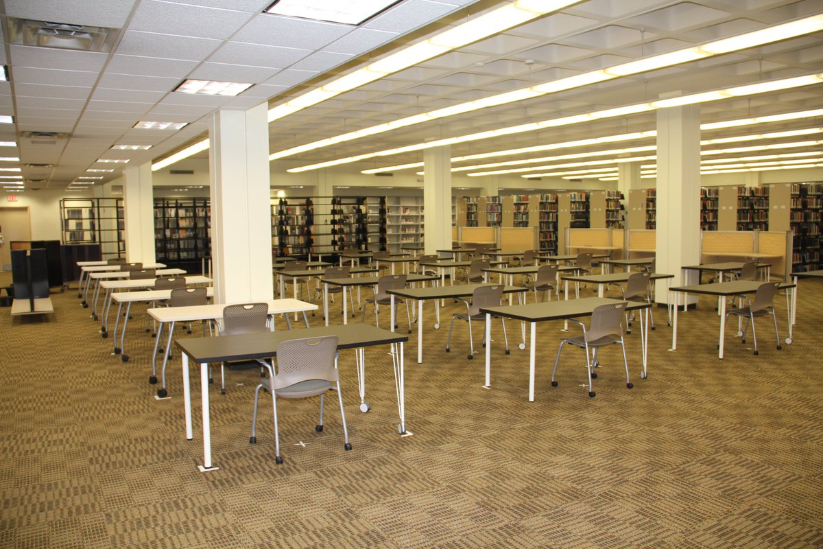 Xavier_Library's tweet photo. The 2nd floor McDonald Library transformation. Social distancing ready! #XULibFunFriday https://t.co/lbQ6DVrIa2