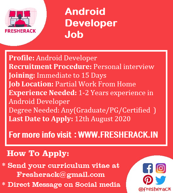 fresherack's tweet photo. Urgent Requirement for Android Developer || VIAGREAT Media
For More Details: https://t.co/YYKc37At47
#Jobs #job #Hiring #vacancy #androiddeveloper #androiddevelopement #jobhunt #jobs2020 #wfhjobs #workfromhomejobs #wfh2020 https://t.co/WyvIu3MzXW