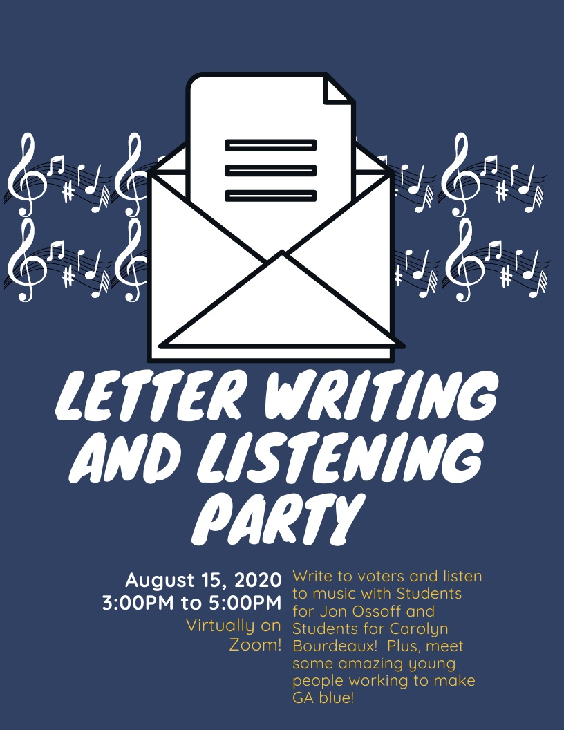 s4ossoffwarnock's tweet photo. We are SO excited to be co-hosting this event with @students4CB!  We'll be writing letters to encourage people to vote and having a good time.
DM us for the registration link! https://t.co/uS1dbfqqHH