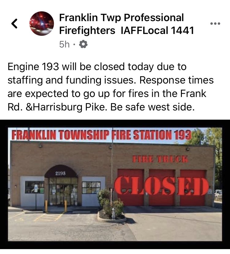 IAFF1441's tweet photo. Engine 193 is closed again today. https://t.co/sh9HIW8wvc