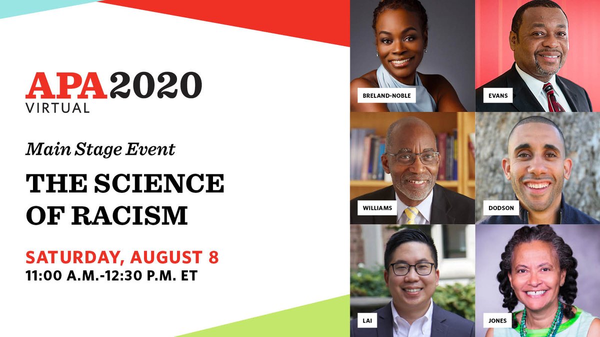 Thanks for joining us for today’s  #APA2020 main stage session. Join us again tomorrow at 11am ET for The Science of Racism.Don’t forget, you can still register for access to all of our scheduled & on-demand sessions:  https://on.apa.org/3a5Jxnx 