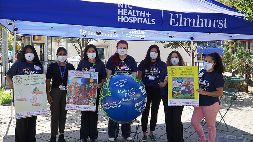 NYCHealthSystem's tweet photo. The WIC program at NYC Health + Hospitals/Elmhurst organized a #WorldBreastfeedingWeek community event to support #breastfeeding and a green planet. 🤱

Call 1-844-NYC-4NYC to learn more about breastfeeding and make an appointment with one of our providers. https://t.co/FVG4xL1vIK