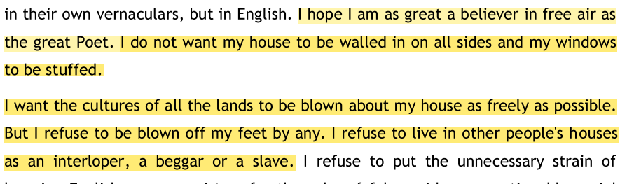 Finally, I'll end with my favourite quotes from the debate. This one by Gandhi.