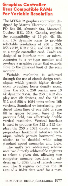 here is a graphics card from Matrox--in 1977!