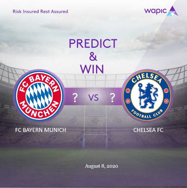 coronation_ng's tweet photo. Predict the scores of the UEFA Champions League match between Bayern Munich and Chelsea on Saturday, August 8, 2020 and stand a chance to win exciting prizes.
#PredictandWin #Football #WapicSports #WapicInsurance #WapicForecastYourRisk #InsureWithWapic https://t.co/XTeBuvZeet