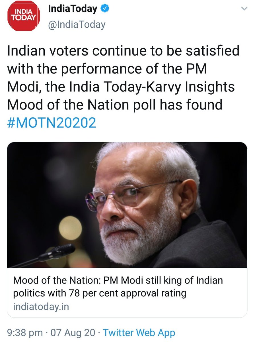 With a national approval rating of 78% Prime Minister <a href="/narendramodi/">Narendra Modi</a> breaches the record of Prime Minister Narendra Modi. #India