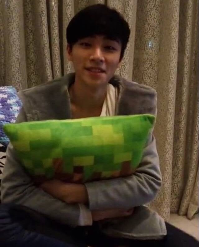 xiaojun as a teenager! that green minecraft pillow is his fave  #HAPPYXIAOJUNDAY #肖俊0808生日快乐