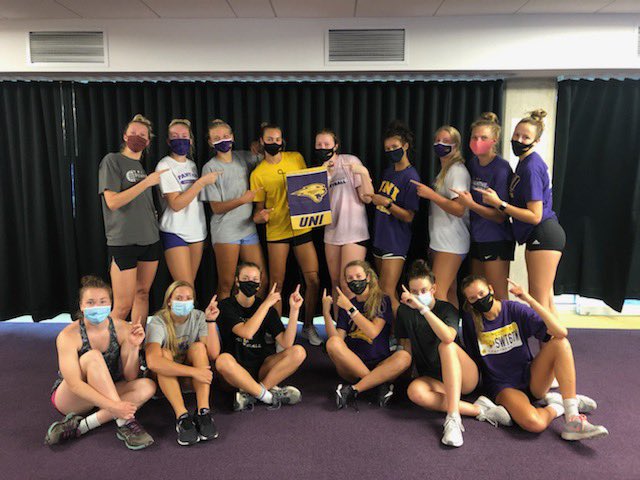 UNIVolleyball's tweet photo. We are waving our Panther flags today in honor of one of our great Panther fans!  We miss you Dennis Peters! 💜💛 https://t.co/ScrN4Fp1nJ