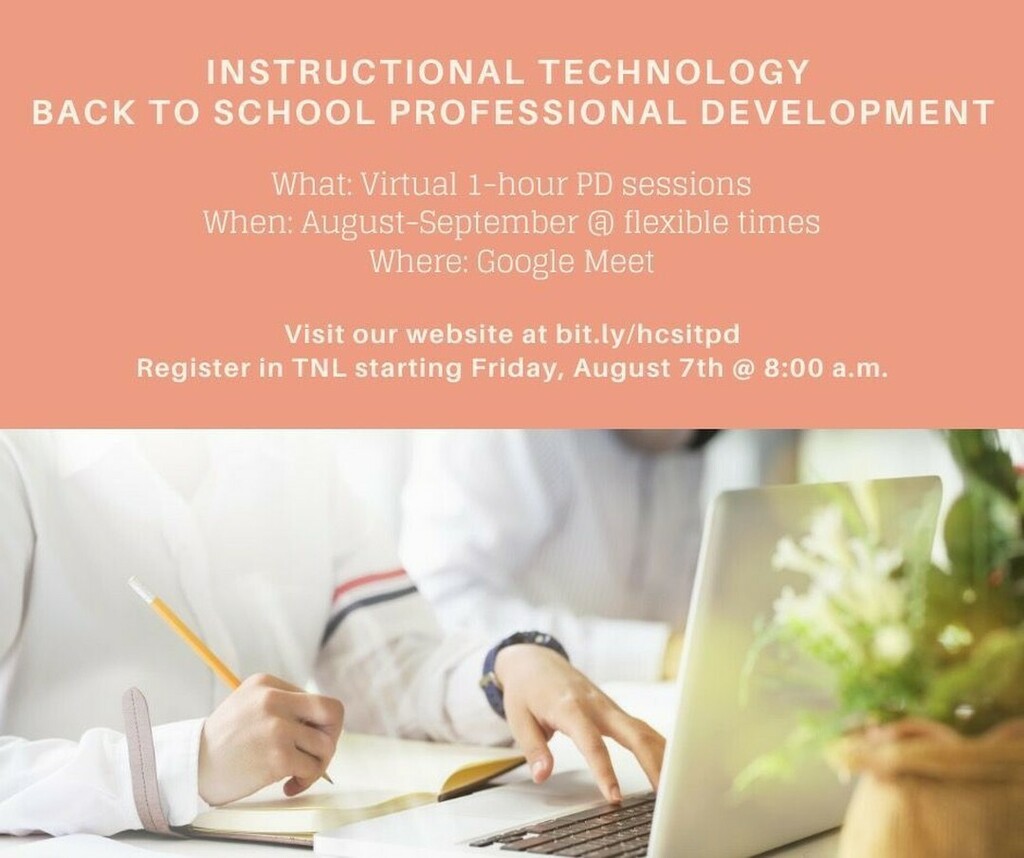 THIS MONTH on bit.ly/hcsitpd you’ll be able to attend our #hcsinfluencers #profdev sessions via Google Meet. @horrycountyschools_ #hcspdl teachers can sign up via TNL starting TODAY. #deardis⠀
⠀
Be sure to subscribe to our YouTube channel … instagr.am/p/CDmE8vmgTWo/