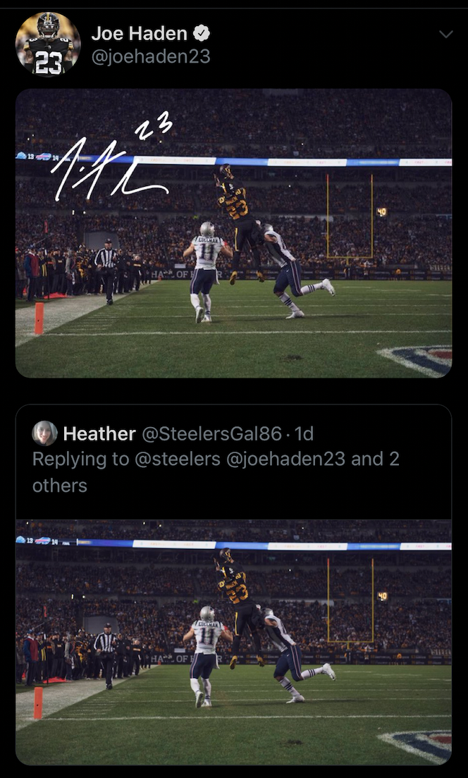 HashtagSports's tweet photo. Just a little online autograph session from the @steelers Twitter account 👏🖊️🏈 #FanEngagement #CoolContent https://t.co/QCJB3j45cJ