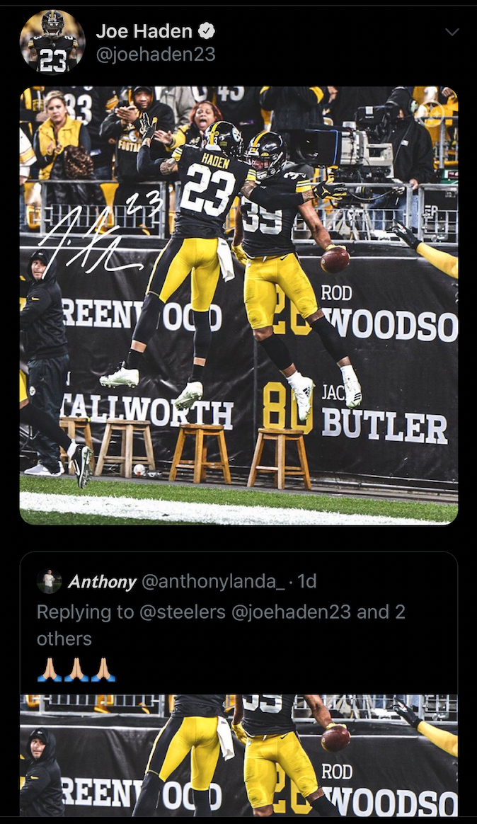 HashtagSports's tweet photo. Just a little online autograph session from the @steelers Twitter account 👏🖊️🏈 #FanEngagement #CoolContent https://t.co/QCJB3j45cJ
