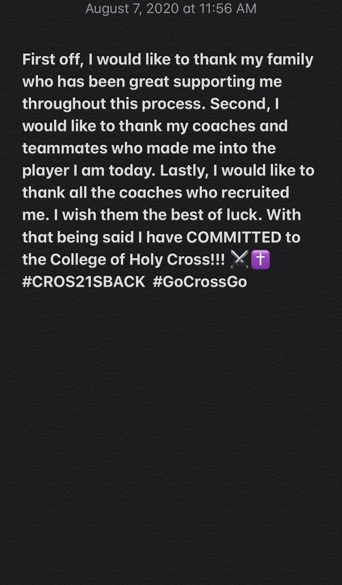 I am very excited to announce that I will be continuing my academic and football career at the College of Holy Cross! ⚔️✝️ #CROS21SBACK