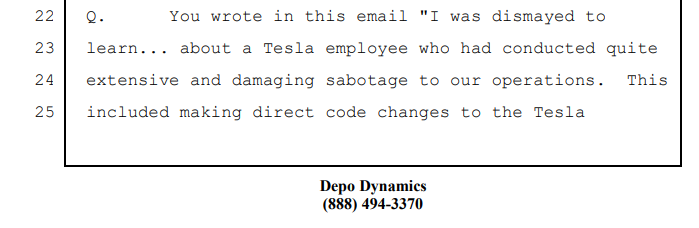 Where Musk admits he had no evidence to accuse Tripp of trying to "sabotage" Tesla but went ahead and said so in an all employee email.
