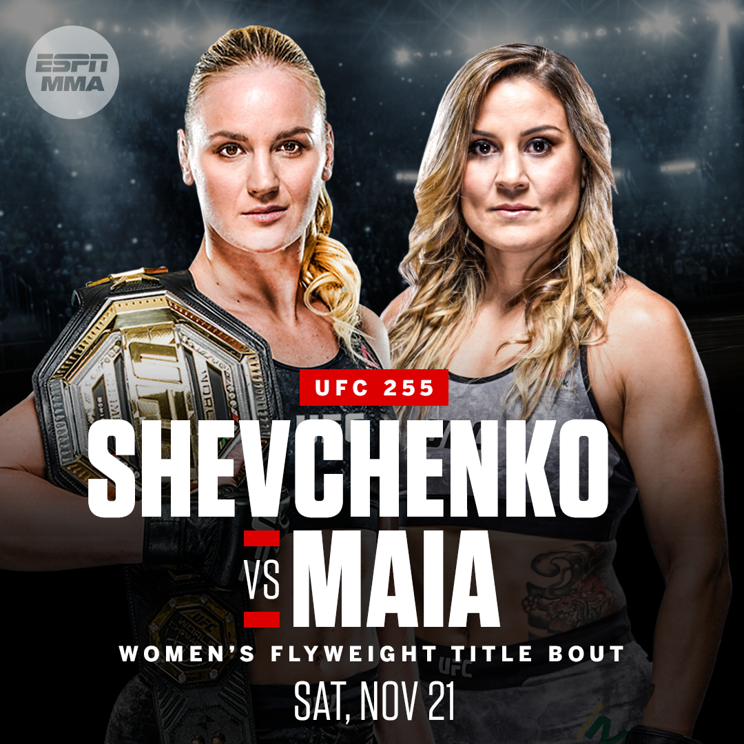 espnmma's tweet photo. Both the men's and women's flyweight titles will be on the line at #UFC255, @danawhite tells @bokamotoESPN 🏆🏆 https://t.co/vRpzg15ZG3