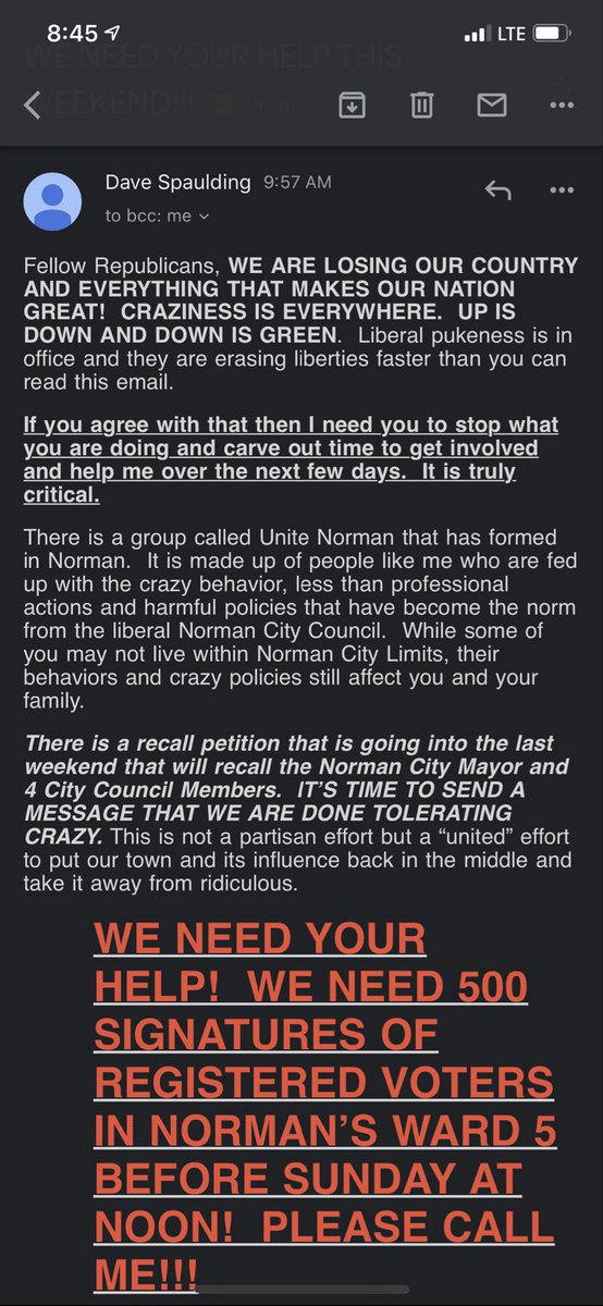 Check out some of the unhinged emails Unite Norman co-founder Dave Spaulding send to his “supporters.” They’re drenched with stupidity and hypocrisy.