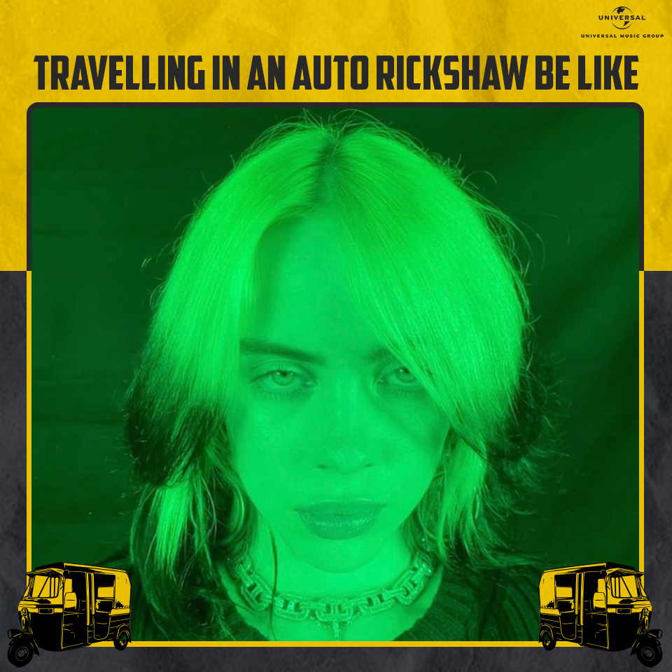 UMusicIndia's tweet photo. .@billieeilish reminded us of a colourful memory!😍😍

Have an auto rickshaw buddy? Tag them in the comments.

#BillieEilish #AutoRickshaw #Memories #AutoRickshawLife #MyFuture #PreQuarantine #StayAtHome #QuarantineAndChill https://t.co/BnAohBjw56