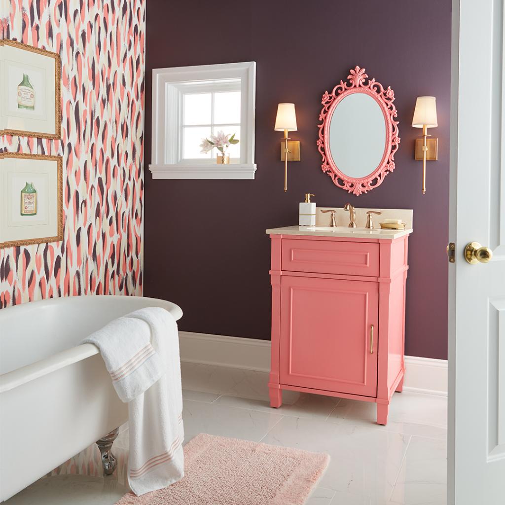 KILZBrand's tweet photo. An everyday space gets a coat of unexpected flair in this stylish bathroom makeover. Learn how we created painted faux wall paper &amp; more: https://t.co/dVvyT9VUW3
#KILZ #wallpaper #interiorinspo #prettyinpink https://t.co/BtZcx0ji1j