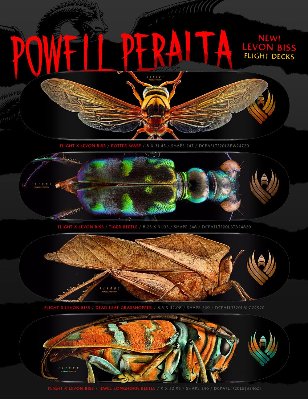 Powell-Peralta Biss Flight 246 Jewel Beetle 9.0" Skateboarddeck Skateboard 
