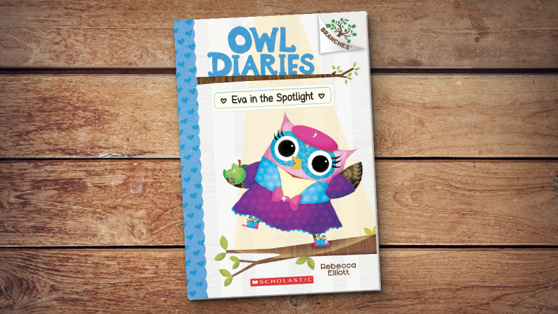 Scholastic's tweet photo. In the latest installment of the Owl Diaries series, Eva takes the stage. But what happens when she doesn’t get the role she wants the most? Find out with this exclusive look at Owl Diaries #13: Eva in the Spotlight 🦉: https://t.co/zQDhYSxIkr @BecElliott https://t.co/U4tJh5pN38