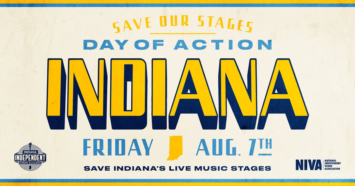 If Indiana’s independent venues &amp; promoters are not able to get financial assistance in the next 60 days, 90% of these venues may close forever.

Join us as we rally live music fans and local artists to join forces in the fight to #SaveOurStages. indianavenuealliance.org/dayofaction