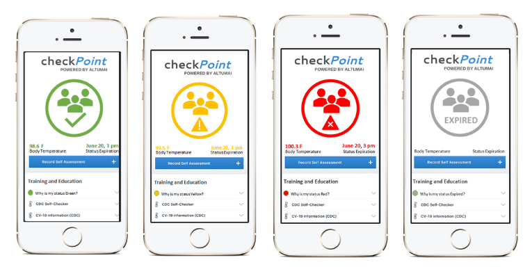 One of our key #checkPoint features is providing employees and guests a passport indicator after each assessment. Request a demo to learn more: lnkd.in/ed7s_pv

#altumAI #covid19solutions #insuretech #workersafety #healthandsafety #datacollection