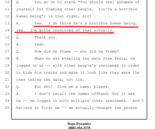 Where Musk repeats that he believes Tripp is a "horrible human being"