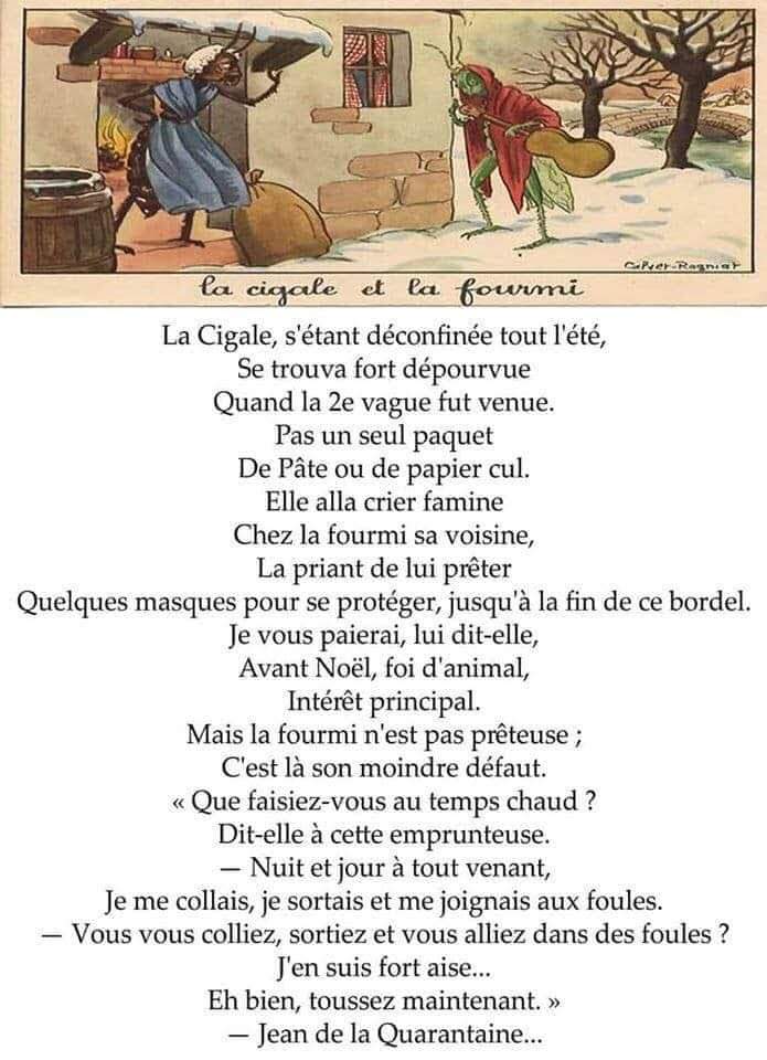 Pierre Nerval La Cigale La Fourmi Et La Covid 19 T Co Deziepijgz Twitter