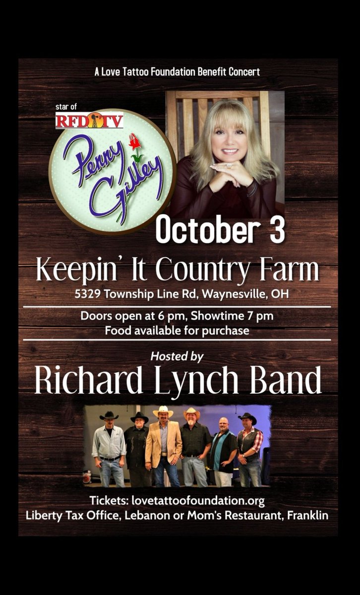 Hello Ohio and surrounding areas...get ready for a great time! Join Bonnie Riley, the Richard Lynch Band and me for an exciting evening "Country Style"...see ya there!