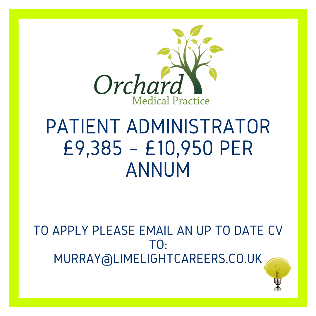 LimelightCareer's tweet photo. Are you interested in completing a modern apprenticeship in business administration? We have an excellent opportunity with Orchard Medical Practice as a Patient Administrator. For more info: https://t.co/CytOgQhzan https://t.co/ExCUG4igCy