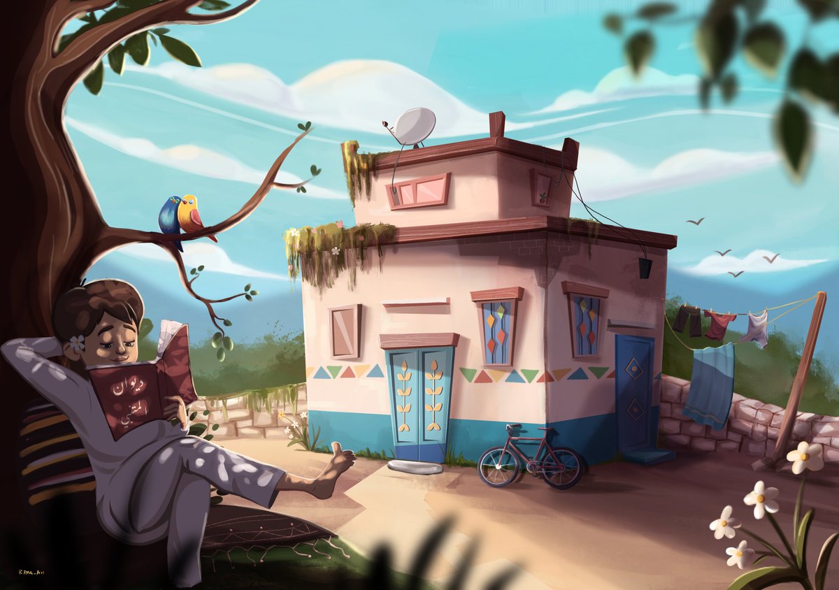 r7ma_art's tweet image. حبيت ارسم بيئة سعودية تحديدا من المنطقة الجنوبية اتمنى تحبونها 💛
#Rahmah_art