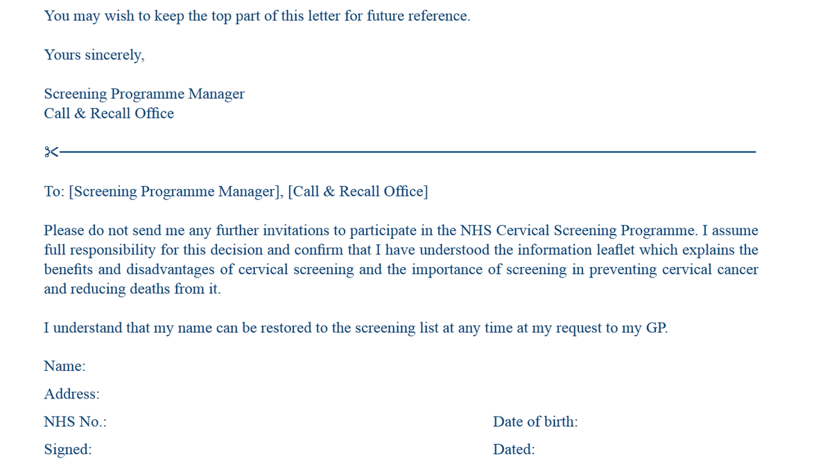 I then got ANOTHER letter with another disclaime, which again I refused to sign, on the grounds that I had made a VERY informed decision (I cited sources), but whether or not I had, I could refuse screening for any reason whatever and didn't need to justify it.