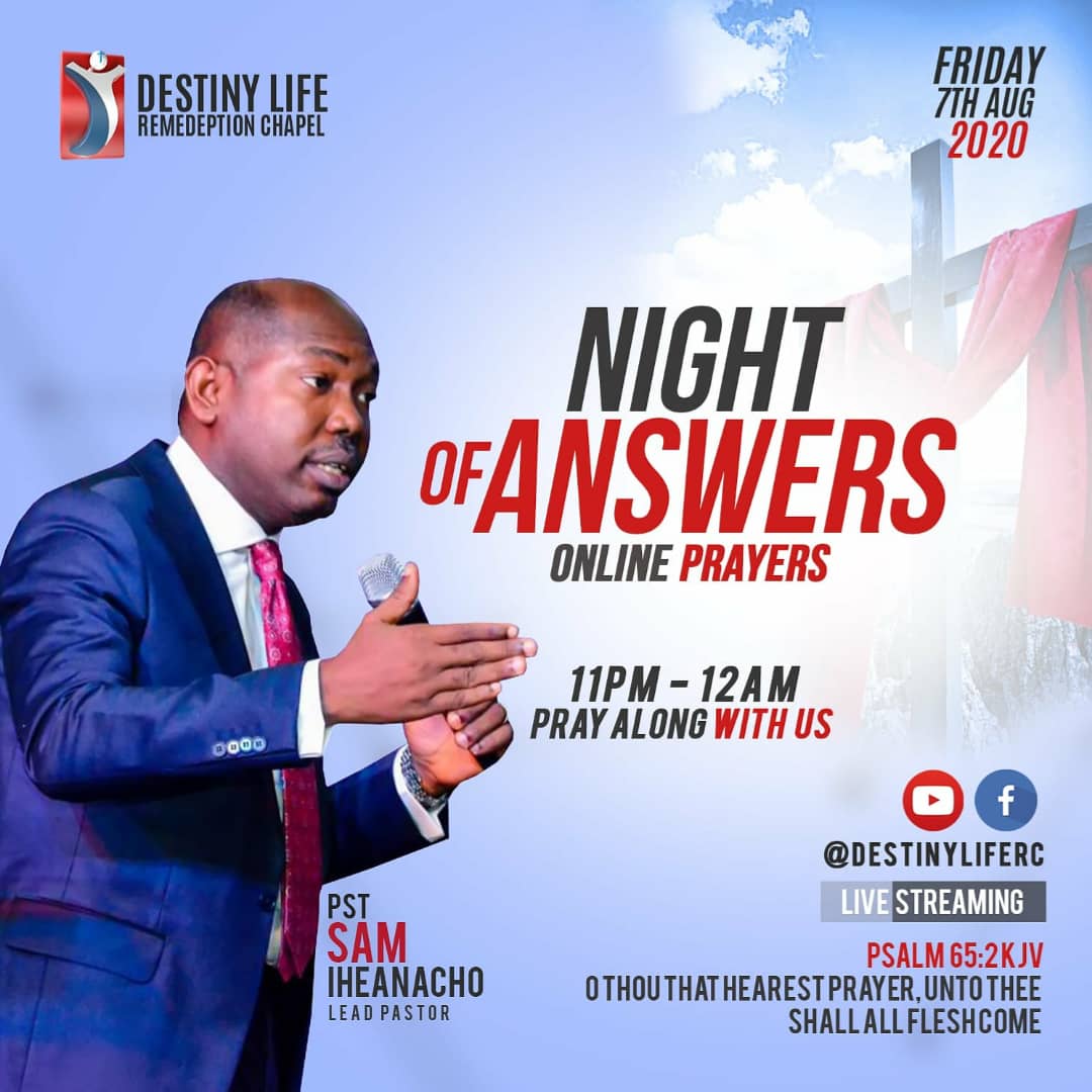 Destinylife_rc's tweet photo. Join our August Virtual Vigil tagged: Night of Answers.

Time: 11Pm - 12Am.

#DestinyLife #BuildingAbalancedLife #NightOfAnswers #TheMonthOfTheSupernatural https://t.co/llRJGfvN6a