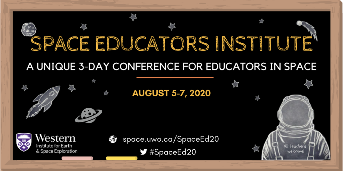 westernuSpace's tweet photo. Thank you to all the educators and presenters for making #SpaceEd20 a success! A special shout out to behind-the-scenes team: @ParshatiPatel, Courtney, @l_davispurcell, Claudia, Amy, @ImpactfulRocks, @SpaceRockSvenny, and @SpaceCadetShah! https://t.co/LcVMyjPPB8
