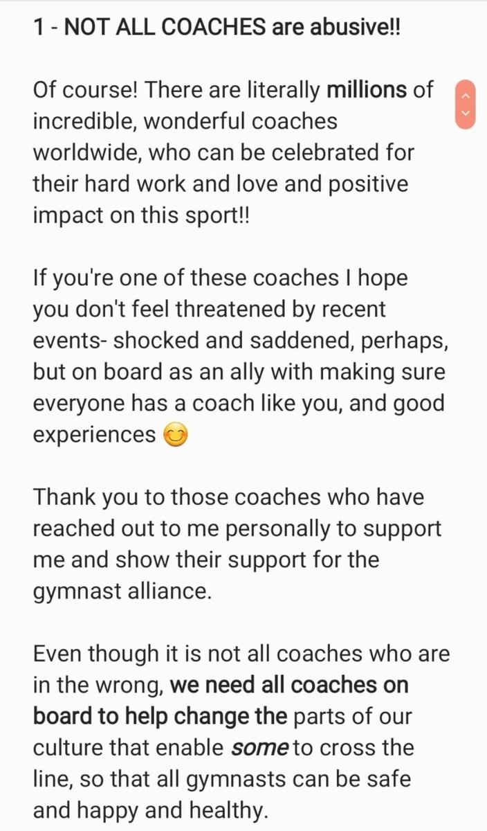 There are so many brilliant coaches! Especially those who are now proactively reaching out to their former/current gymnasts & getting involved out of concern and wanting to help-with no defensiveness or hiding. We need all coaches on board with us and part of the  #gymnastalliance