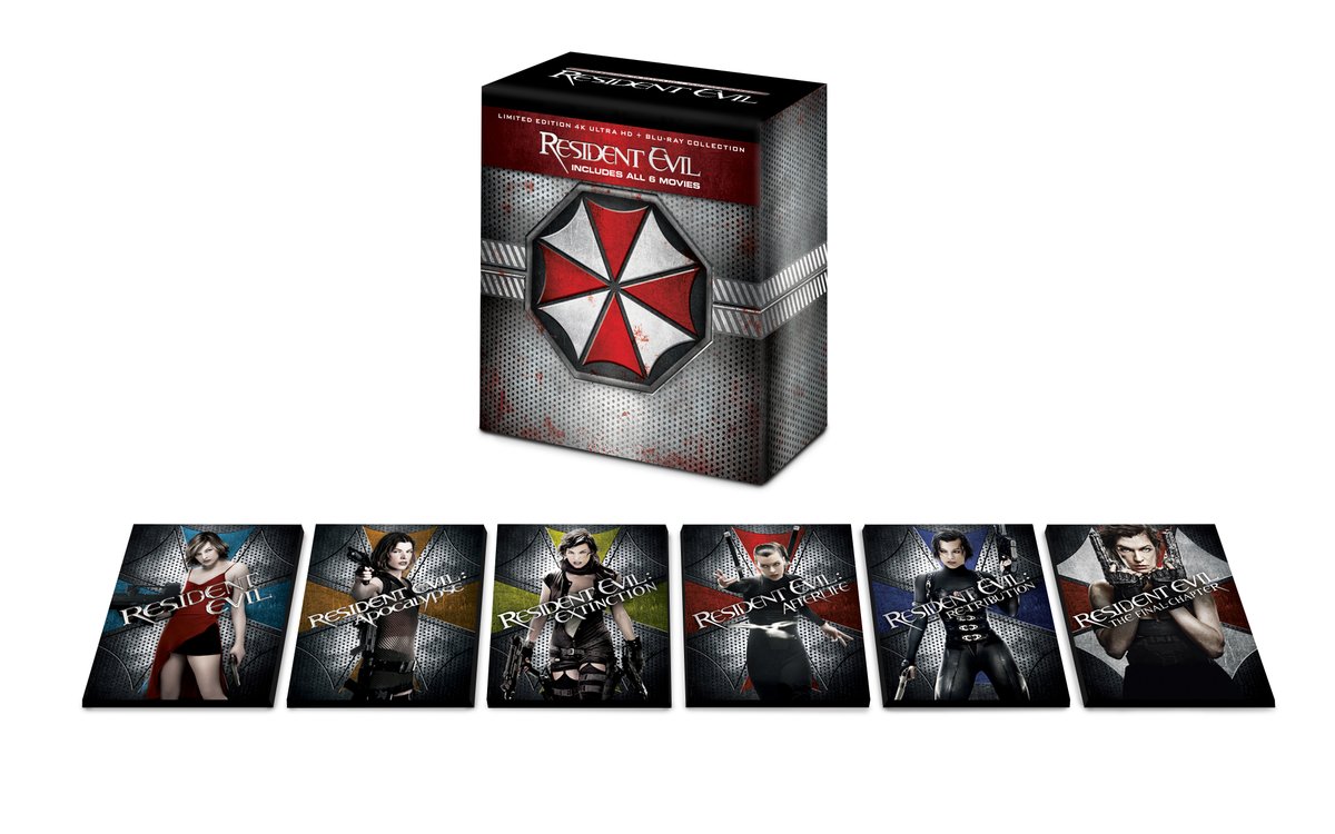 For the first time, get all 6 #ResidentEvil films together on 4K Ultra HD disc. Starring <a href="/MillaJovovich/">Milla Jovovich</a>, the remastered set includes special features, Dolby Atmos audio, and a #ResidentEvil: Apocalypse extended cut. Pre-order the limited edition set now. bit.ly/ResidentEvilSet