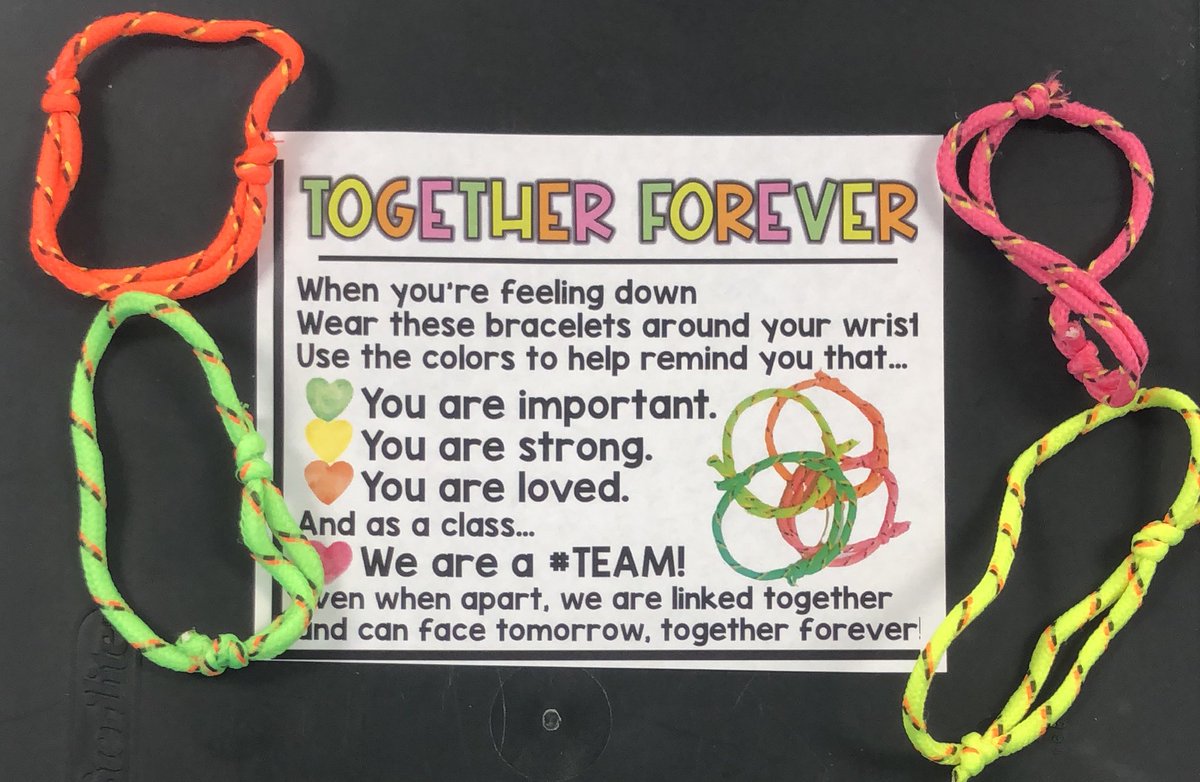 MrsBlair_'s tweet photo. Can’t wait for my new friends to get their bracelets next week!  We are a team. In class or online, we are in this TOGETHER!  💕💚💛🧡 https://t.co/w54BgJMCxG