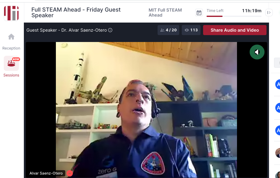 Meredith_M_T's tweet photo. So wonderful to have scientist Alvar Saenz-Otero from @NASA and @MIT talking with the middle school kids as part of Full STEAM Ahead Into Summer program @EducationArcade @mit_jwel @OutreachMIT @mitopenlearning #zerorobotics #STEMeducation #satellites #middleschool https://t.co/gDXKqH8CSG