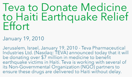 8) TEVA and Apotox donated millions to the Clinton Foundation’s “efforts” in Haiti & Puerto Rico.