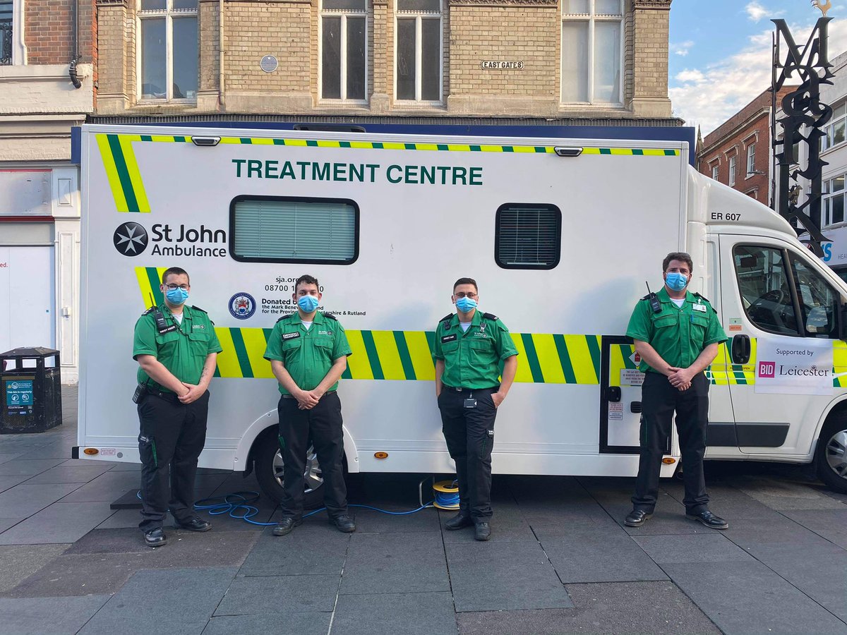 HeidiMDoggett's tweet photo. 4 members in Leicester City Center looking after the public tonight. Thank you for volunteering. @SJAEast @stjohnambulance https://t.co/q6YJIGyHxU