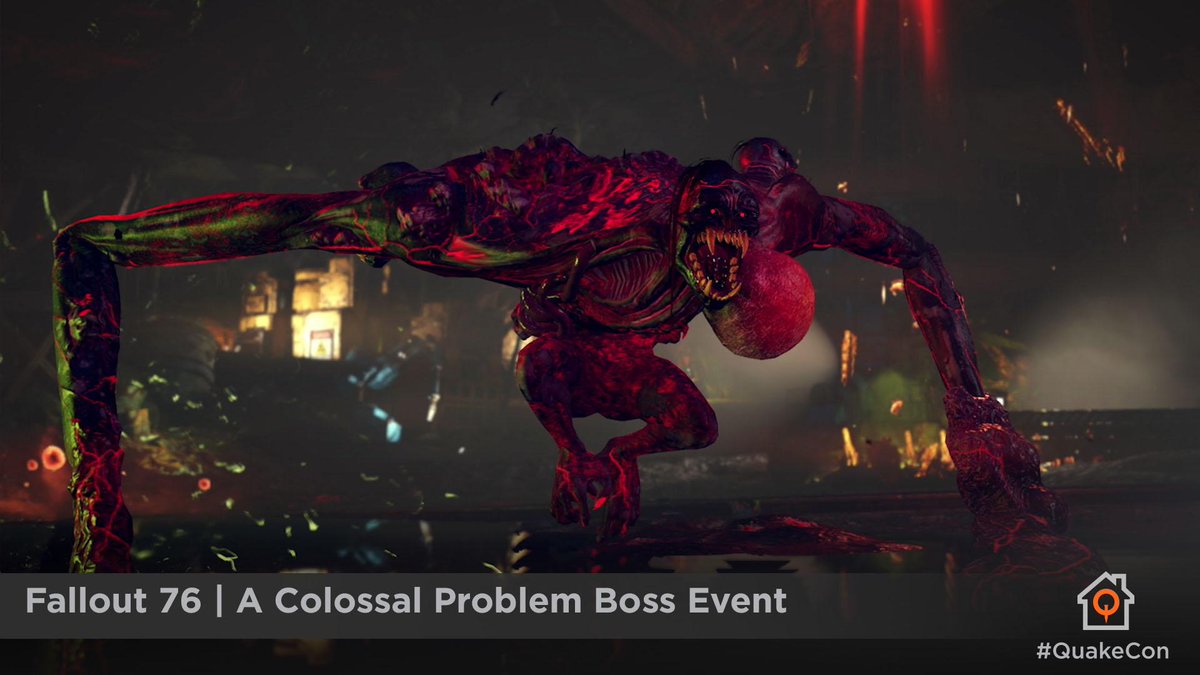 Fallout's tweet photo. Hang out and watch our #Fallout76 devs take on A Colossal Problem on Twitch at 2:00pm ET. https://t.co/nn2q2F6kyS #QuakeCon https://t.co/lrXSnq8HPa