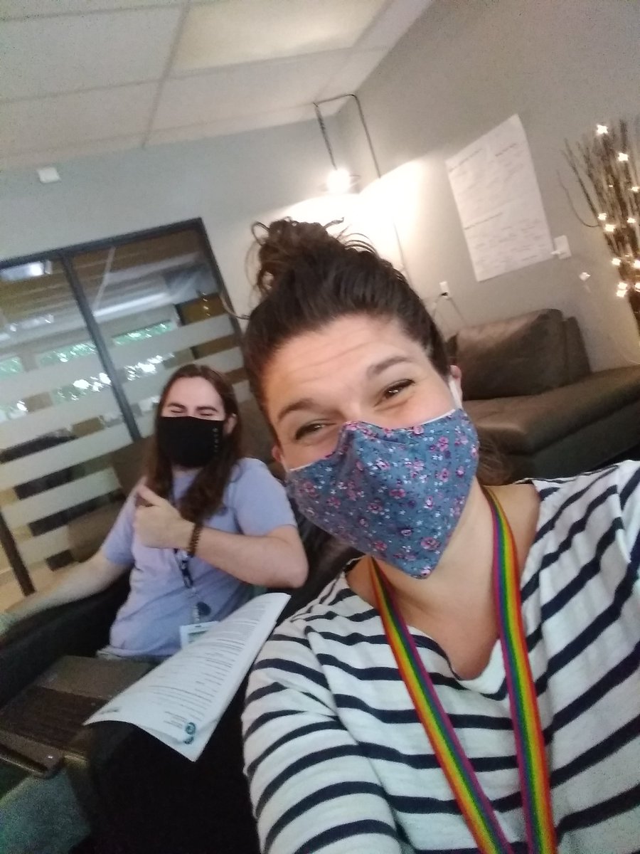 PthwysKingston's tweet photo. Today's edition #6ftapart: This is what registration prep looks like in Summer 2020! We promise we're smiling (check out the cheeks)! #BacktoSchoolPlanning #wearamask @PathwaysCanada @LimestoneDSB @alcdsb @talyamckenna @LCVI_LDSB @RegiNotreDame @terrianndaniel https://t.co/YVoe2nmac1