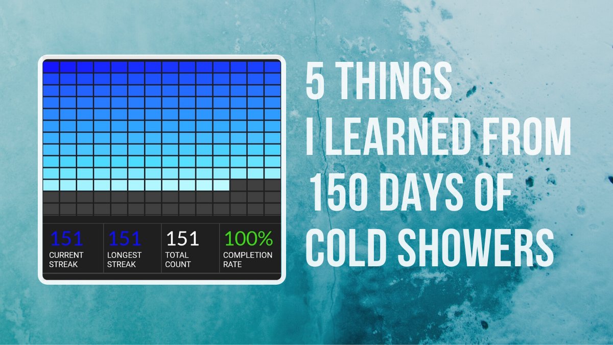 Cold showers are quite a controversial topic here So I decided to write a short summary of what they gave me so far:5 THINGS I LEARNED FROM 150 DAYS OF COLD SHOWERS [A MINI THREAD] 